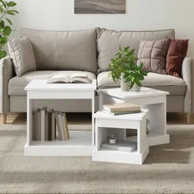 3 Stück weiße Couchtische aus Holzwerkstoff von vidaXL, Couchtisch - Ref: Foro24-816488, Preis: 68,76 €, Rabatt: %