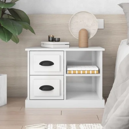 Mesita de noche blanco brillante 60x35,5x45 cm de vidaXL, Mesitas de noche - Ref: Foro24-816370, Precio: 54,04 €, Descuento: %