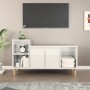 Mueble de TV madera contrachapada blanco brillo 100x35x55 cm en Muebles TV | Comprar online en Foru.es
