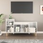 Mueble de TV madera contrachapada blanco brillo 100x35x55 cm en Muebles TV | Comprar online en Foru.es