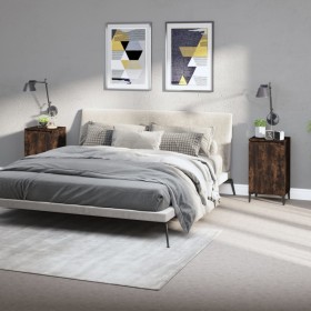 Mesitas noche 2 uds madera contrachapada roble humo 40x35x70 cm de vidaXL, Mesitas de noche - Ref: Foro24-819655, Precio: 78,...