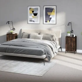 Mesitas noche 2 uds madera contrachapada roble humo 40x35x70 cm de vidaXL, Mesitas de noche - Ref: Foro24-819655, Precio: 77,...