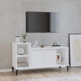 Mueble de TV madera contrachapada blanco brillo 100x35x55 cm en Muebles TV | Comprar online en Foru.es