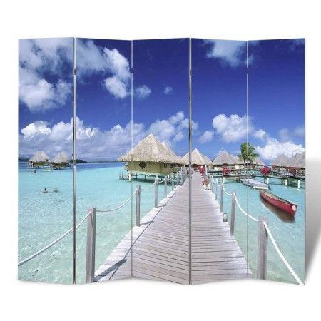 Biombo divisor plegable 200x170 cm playa de vidaXL, Divisores de ambientes - Ref: Foro24-240478, Precio: 127,33 €, Descuento: %