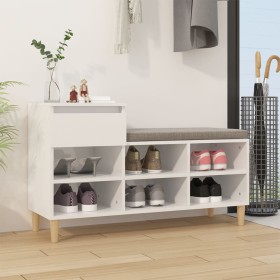 Mueble zapatero madera contrachapada blanco brillo 102x36x60 cm en Zapateros y organizadores de calzado | Comprar online en Foru