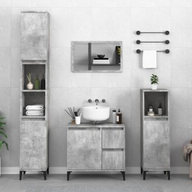 Armario de baño madera contrachapada gris hormigón 65x33x60 cm de vidaXL, Muebles de baño - Ref: Foro24-819832, Precio: 70,88...