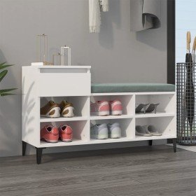 Mueble zapatero madera contrachapada blanco brillo 102x36x60 cm en Zapateros y organizadores de calzado | Comprar online en Foru