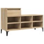 Mueble zapatero madera contrachapada roble Sonoma 102x36x60 cm en Zapateros y organizadores de calzado | Comprar online en Foru.