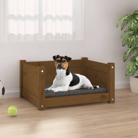 Cama para perros madera maciza pino marrón miel 55,5x45,5x28 cm en Camas para perros | Comprar online en Foru.es