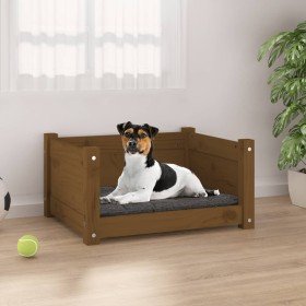 Cama para perros madera maciza pino marrón miel 55,5x45,5x28 cm en Camas para perros | Comprar online en Foru.es