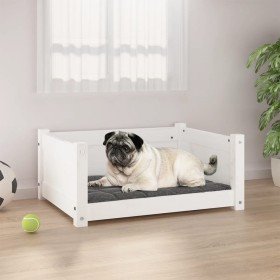 Cama para perros blanca 65,5x50,5x28 cm madera maciza de pino en Camas para perros | Comprar online en Foru.es