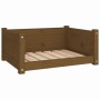 Cama para perros madera maciza pino marrón miel 65,5x50,5x28 cm en Camas para perros | Comprar online en Foru.es