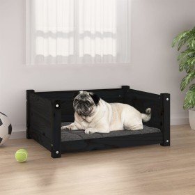 Cama para perros madera maciza de pino negro 65,5x50,5x28 cm en Camas para perros | Comprar online en Foru.es