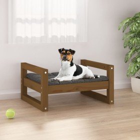 Cama para perros madera maciza pino marrón miel 55,5x45,5x28 cm en Camas para perros | Comprar online en Foru.es