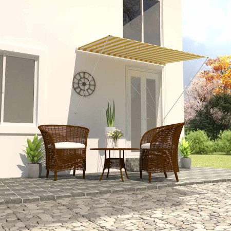 Toldo retráctil 200x150 cm amarillo y blanco en Toldos | Comprar online en Foru.es