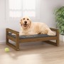Cama para perros madera maciza pino marrón miel 75,5x55,5x28 cm en Camas para perros | Comprar online en Foru.es