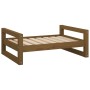 Cama para perros madera maciza pino marrón miel 75,5x55,5x28 cm en Camas para perros | Comprar online en Foru.es