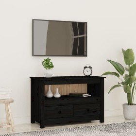 Mueble de TV de madera maciza de pino negro 79x35x52 cm en Muebles TV | Comprar online en Foru.es