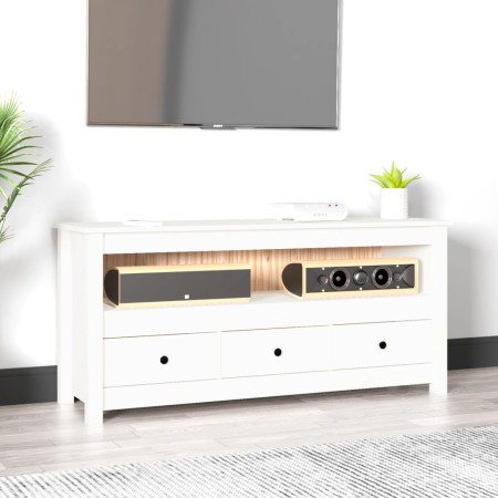 Mueble para TV de madera maciza de pino blanco 114x35x52 cm en Muebles TV | Comprar online en Foru.es