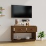 Mueble de TV madera maciza de pino marrón miel 90x40x60 cm en Muebles TV | Comprar online en Foru.es