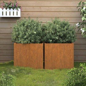Jardineras 2 unidades acero corten 49x47x46 cm en Macetas y jardineras | Comprar online en Foru.es