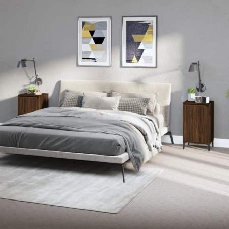 Mesitas de noche 2 uds madera color roble marrón 40x35x70 cm de vidaXL, Mesitas de noche - Ref: Foro24-819659, Precio: 80,53 ...