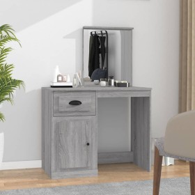 Tocador y espejo madera contrachapada gris Sonoma 90x50x132,5cm de vidaXL, Tocadores para dormitorios - Ref: Foro24-816766, P...