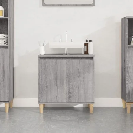 Armario de lavabo madera contrachapada gris Sonoma 58x33x60 cm de vidaXL, Tocadores de baño - Ref: Foro24-821258, Precio: 45,...