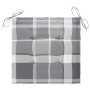 Sillas de jardín 8 uds madera teca con cojines a cuadros grises en Sillas de jardín | Comprar online en Foru.es