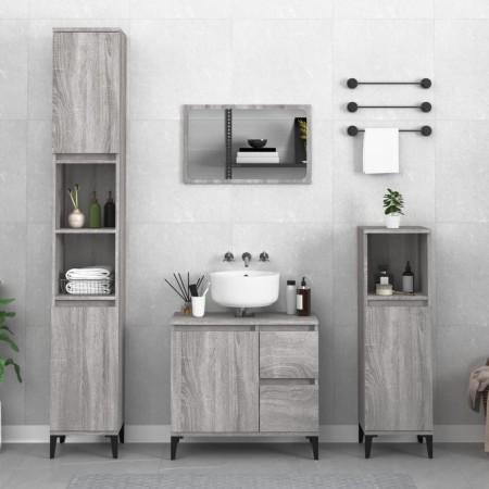 Armario de baño madera contrachapada gris Sonoma 30x30x190 cm de vidaXL, Muebles de baño - Ref: Foro24-819802, Precio: 86,29 ...