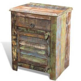Mesa auxiliar con 1 cajón y 1 puerta madera reciclada de vidaXL, Mesitas de noche - Ref: Foro24-240950, Precio: 197,18 €, Des...