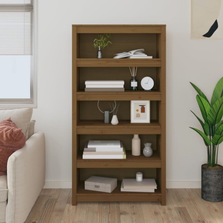 Estantería madera maciza de pino marrón miel 80x35x154 cm en Librerías y estanterías | Comprar online en Foru.es