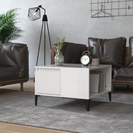 Mesa de centro madera contrachapada blanco brillo 55x55x36,5 cm de vidaXL, Mesas de centro - Ref: Foro24-821086, Precio: 59,5...