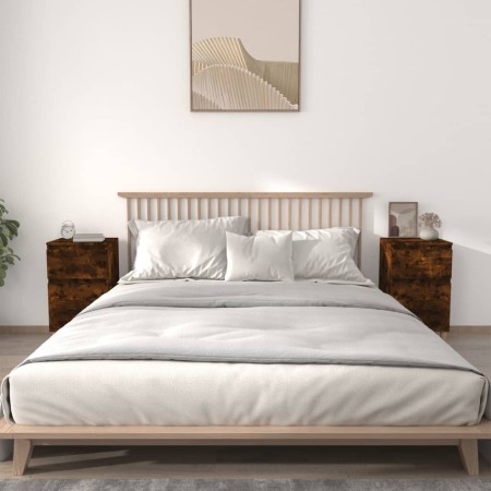 Mesitas de noche 2 uds color roble ahumado 40x35x70 cm de vidaXL, Mesitas de noche - Ref: Foro24-819703, Precio: 57,04 €, Des...