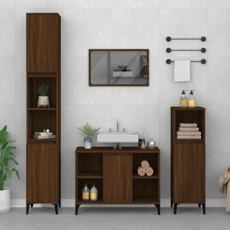 Armario de lavabo madera contrachapada marrón roble 80x33x60 cm de vidaXL, Tocadores de baño - Ref: Foro24-821299, Precio: 74...