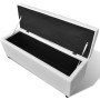 Banco largo de almacenamiento de madera blanco de vidaXL, Bancos para recibidores y almacenamiento - Ref: Foro24-241062, Prec...