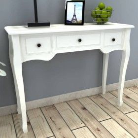 Mesa consola tocador con tres cajones blancos de vidaXL, Mesas auxiliares - Ref: Foro24-241143, Precio: 156,15 €, Descuento: %