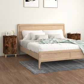 Mesitas noche 2 uds madera contrachapada roble humo 40x35x70 cm de vidaXL, Mesitas de noche - Ref: Foro24-819639, Precio: 55,...