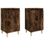 Mesitas noche 2 uds madera contrachapada roble humo 40x35x70 cm de vidaXL, Mesitas de noche - Ref: Foro24-819639, Precio: 55,...