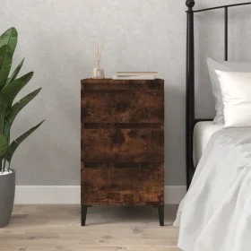 Mesita de noche madera contrachapada roble ahumado 40x35x70 cm de vidaXL, Mesitas de noche - Ref: Foro24-819673, Precio: 54,9...
