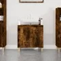 Armario de lavabo madera contrachapada roble ahumado 58x33x60cm de vidaXL, Tocadores de baño - Ref: Foro24-821257, Precio: 49...