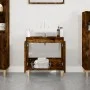 Armario de lavabo madera contrachapada roble ahumado 58x33x60cm de vidaXL, Tocadores de baño - Ref: Foro24-821257, Precio: 49...