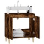 Armario de lavabo madera contrachapada roble ahumado 58x33x60cm de vidaXL, Tocadores de baño - Ref: Foro24-821257, Precio: 50...