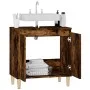 Armario de lavabo madera contrachapada roble ahumado 58x33x60cm de vidaXL, Tocadores de baño - Ref: Foro24-821257, Precio: 49...
