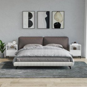Mesitas de noche 2 unidades blanco brillante 40x35x50 cm en Armarios y almacenamiento | Comprar online en Foru.es