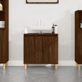 Armario de lavabo madera contrachapada roble marrón 58x33x60 cm de vidaXL, Tocadores de baño - Ref: Foro24-821259, Precio: 50...
