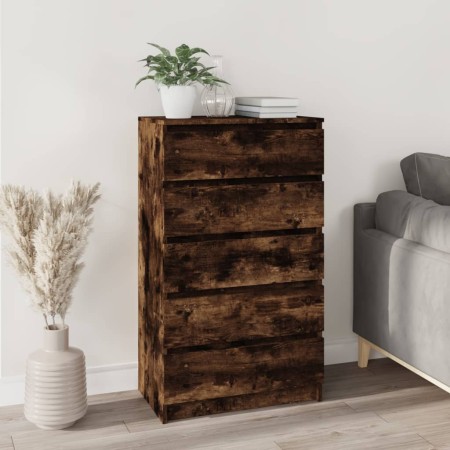 Cómoda de madera contrachapada roble ahumado 60x36x103 cm de vidaXL, Cajoneras - Ref: Foro24-823021, Precio: 115,05 €, Descue...
