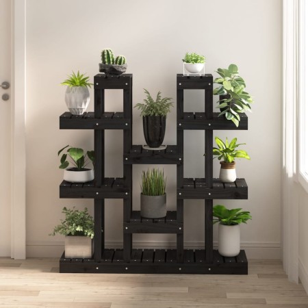 Soporte para plantas madera maciza pino negro 104,5x25x109,5 cm en Soportes para macetas | Comprar online en Foru.es