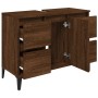 Armario de lavabo madera contrachapada roble marrón 80x33x60 cm de vidaXL, Tocadores de baño - Ref: Foro24-821283, Precio: 92...
