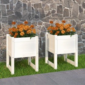 Jardinera 2 unidades madera maciza de pino blanco 40x40x52,5 cm en Macetas y jardineras | Comprar online en Foru.es